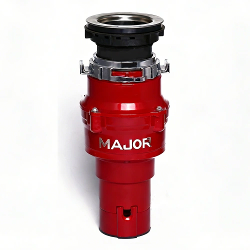 Kitchen sink food waste disposer installation with dishwasher connection and discharge elbow