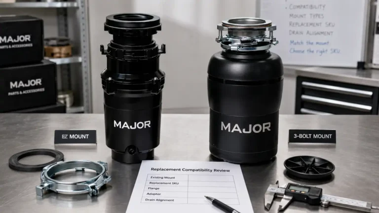 EZ Mount and 3-bolt garbage disposal systems compared for replacement compatibility review