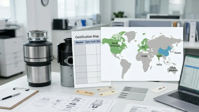 Garbage disposal certification map for importer market-entry review