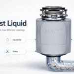 How a garbage disposal works output diagram comparing liquid slurry and ground particles